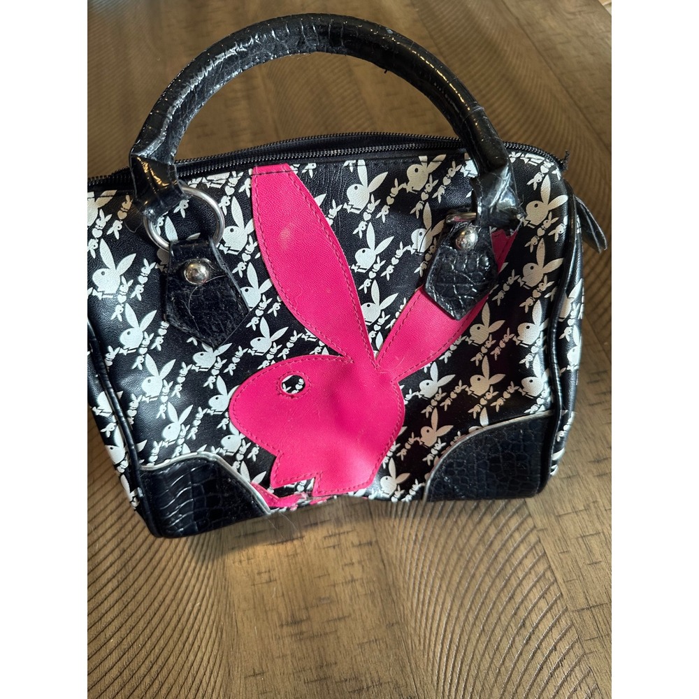 VTG Y2K Playboy Monogram Mini Bowler Bag – Pink & Black